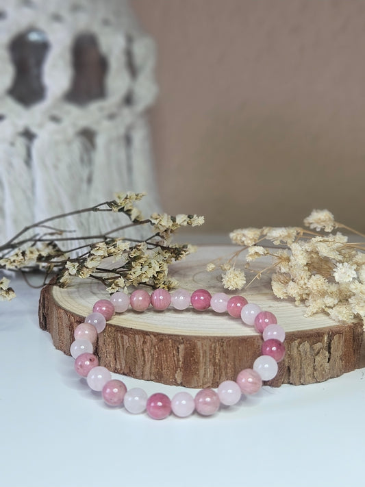 Heilsteinarmband Rosenqurz-Rhodonit