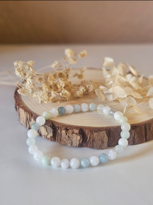 Heilsteinarmband Aquamarin-Mondstein